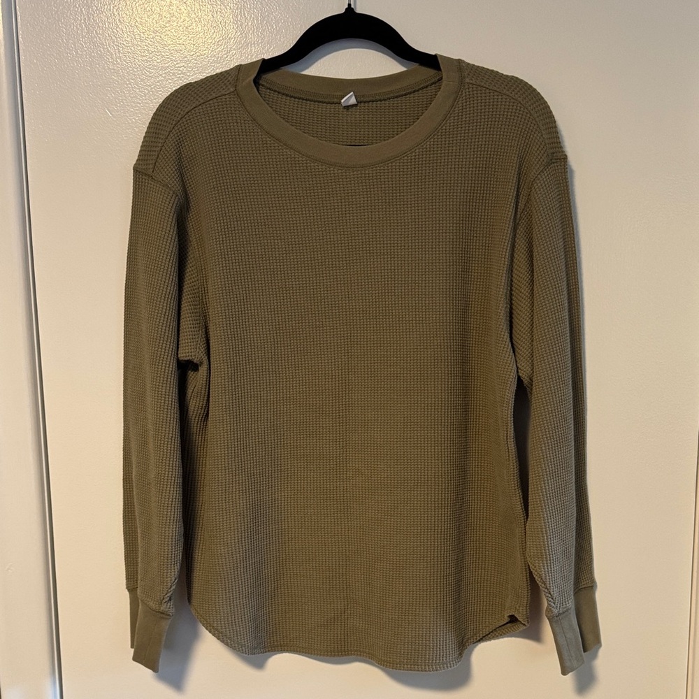 Uniqlo Khaki Waffle Knit Top